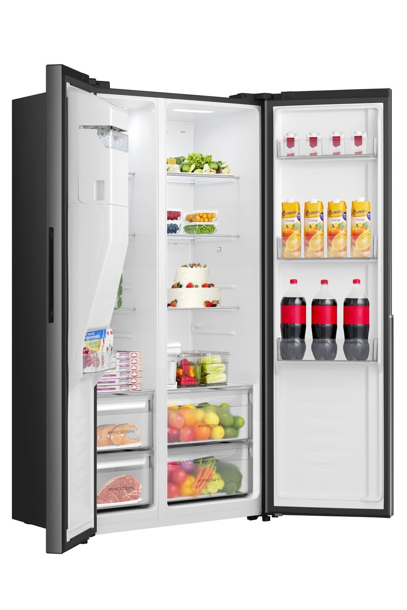 Gorenje NRS917E61BX Side-by-Side mit Eis-, Crushed-und Wasserspender, 528L, Wassertank, PureFlat Serie, CripZone, MultiFlow 360°, Xtra Ruam, BxHxT: 91,1×178,6×62,4 cm, Matt Schwarz