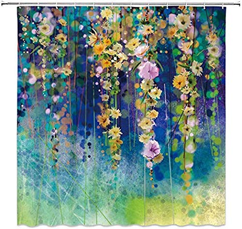 Image of 3D Flower Digital Printed Polyester Fabric Curtain for Bed Room, Kids Room, Living Room, Color Blue Window /Door /Long Door (D.N. 452) (2, 4 x 7 Feet (Size ; 48 x 84 Inch) Door)