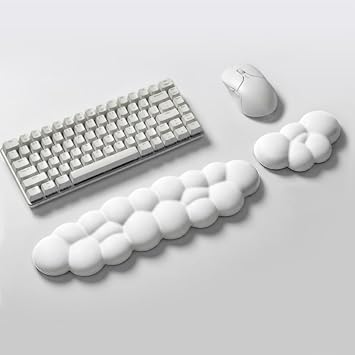 Klasse Cloud Klavye ve Mouse Bilek Destek Seti, Bulut ErgoPad, Kaymaz Tabanlı, Nefes Alan Kumaş, Ağrı Önleyici (Bilek Desteği Seti, Beyaz)