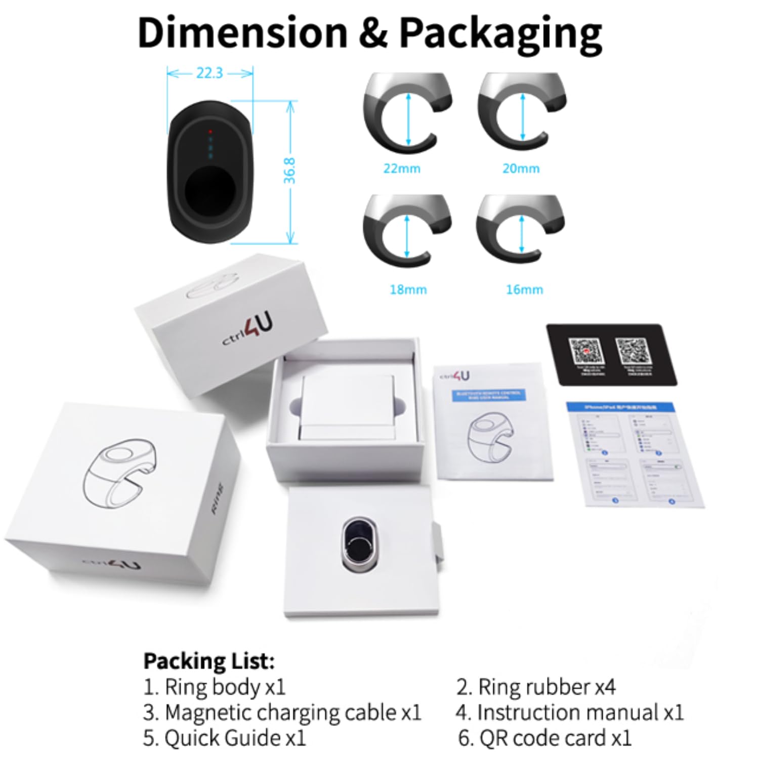 Fingerspitzen Seitenwender， Bluetooth Fernbedienung Scrolling Ring，Wiederaufladbare Wireless Kamera Fernauslöser Selfie Taste Controller für TikTok, Videowiedergabe, Musiksteuerung