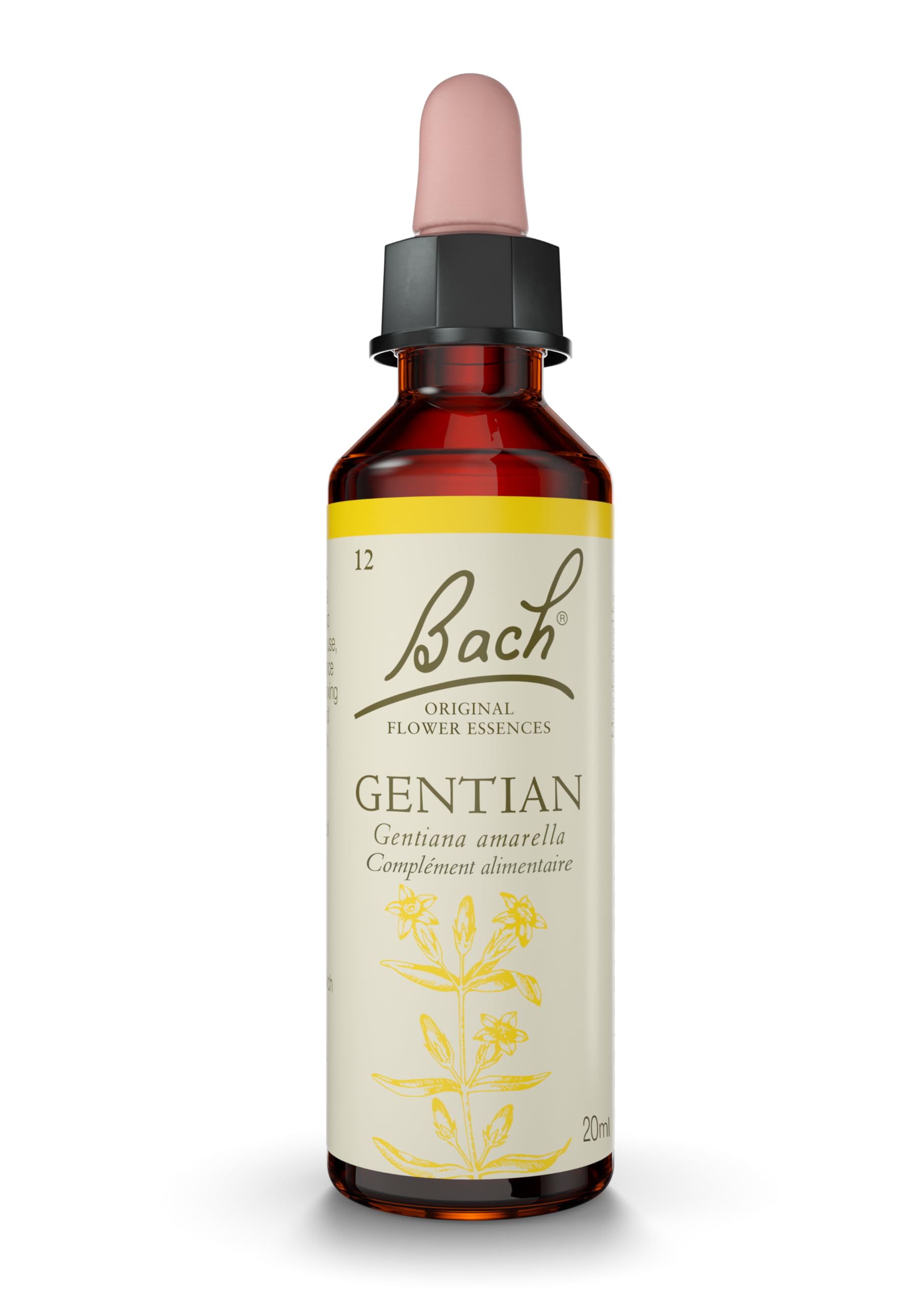 FLEURS DE BACH ORIGINAL - Gentian No 12 - Aide à surmonter les Obstacles qui donnent envie d'abandonner - Élixir Floral Naturel - Compte-​Gouttes x 20 ml Vegan