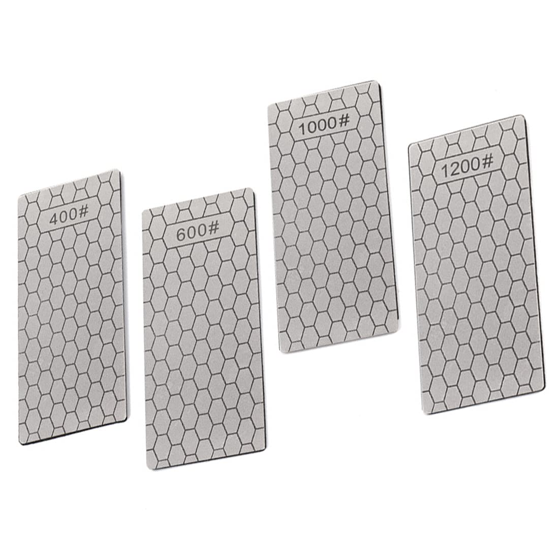 Diamond Sharpening Stone 4 Pieces Grit Honeycomb Surface Sharpener Stone For Kitchen Sharpening Dull, Blunt or Tired Edges Grindstone Tool(400# 600# 1000# 1200#)