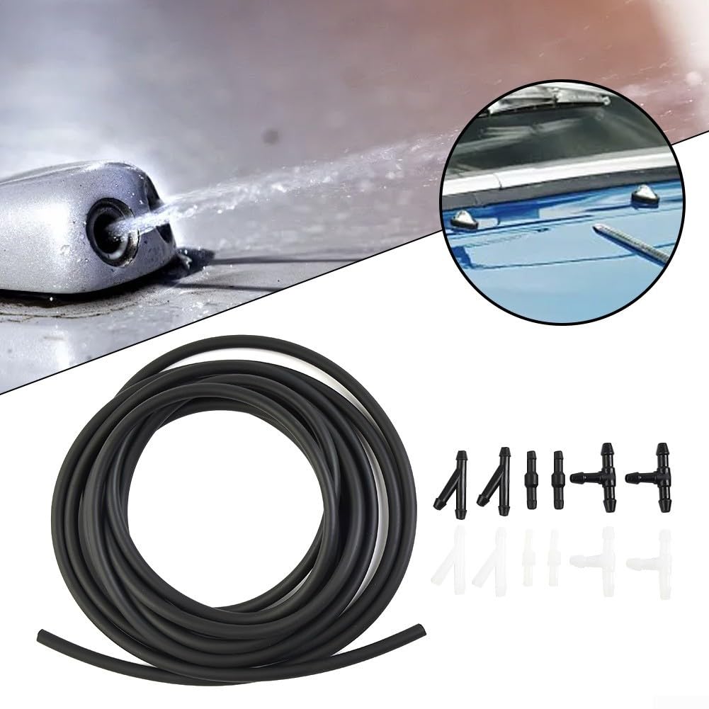 Kit di tubi flessibili per lavavetri da 4 m, con 12 connettori, tubo per liquido tergicristallo, ugello anteriore e posteriore, riparazione pompa a getto