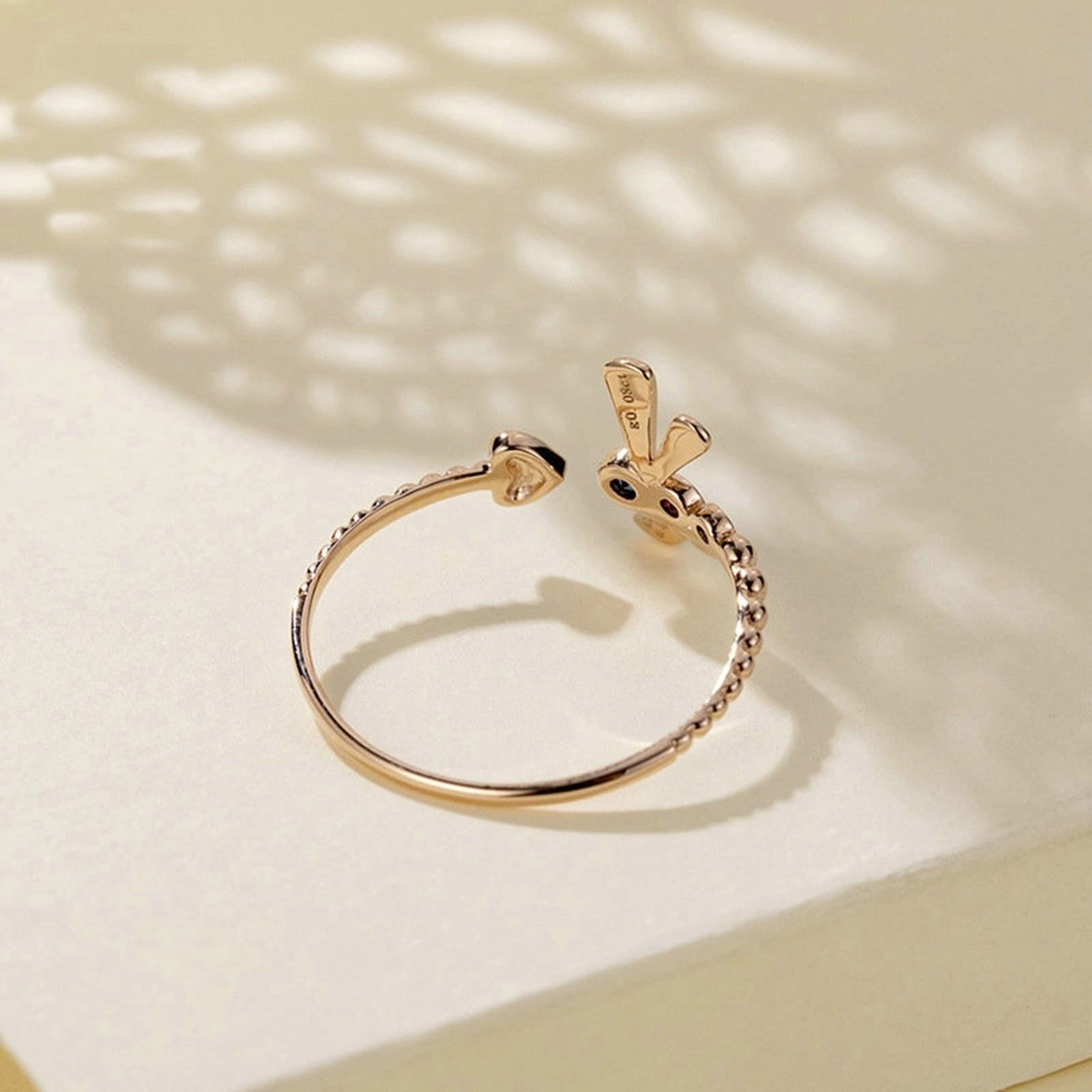 Anello Dorato Oro Rosa 18K, Libellula Del Cuore Anelli Donna Bianco Diamante Verde Rosa Blu Zaffiro Rubino Smeraldo 0.017ct Anello Fidanzamento