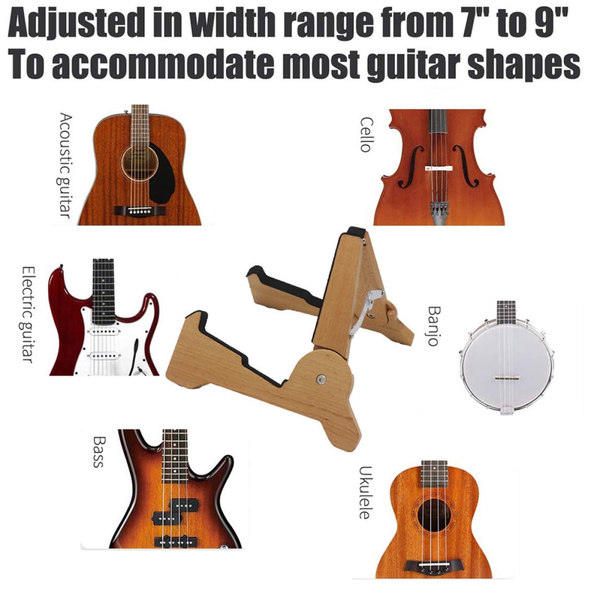BESPORTBLE Supporto per Chitarra e Basso in Legno Leggero e Portatile, Stand per Chitarra Elettrica per Negozio di Strumenti Musicali e Utilizzo Domestico