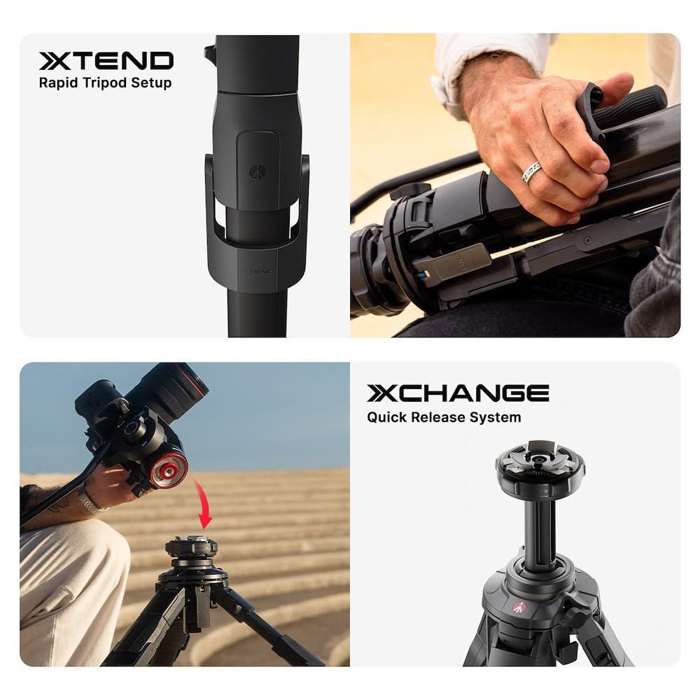Manfrotto 500X Testa Video Fluida e Treppiede Ibrido ONE, Alluminio, Kit Foto & Video, Portata 5kg, Colonna Livellante, Colonna Orizzontale 90°, Sistema Quick Release, per Fotocamere DSLR & Mirrorless