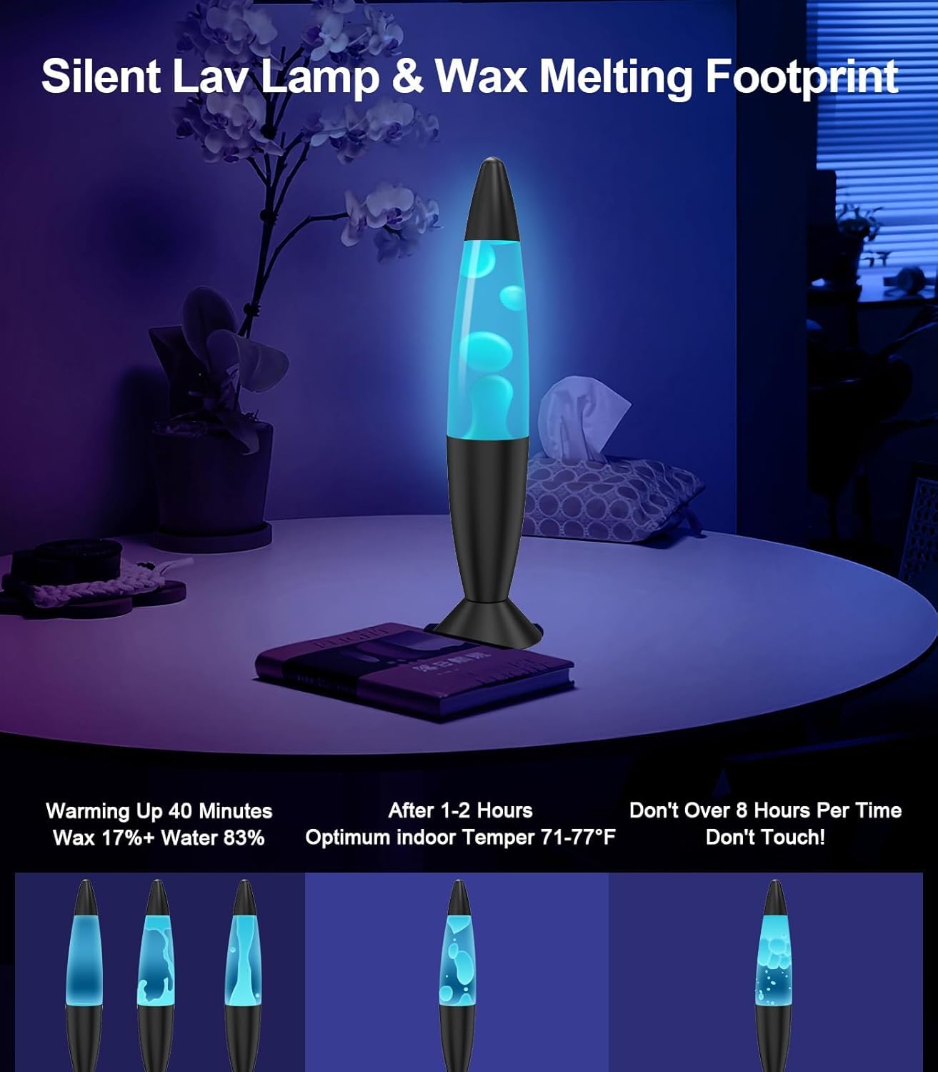 Lampe à Lave LED 34cm Changeante Liquide et Cire Blanche - Rétro Astro pour Décoration Maison - Belle Lumière - Cadeau pour Noël, Pâques, Fête des Mères, Fête des Pères