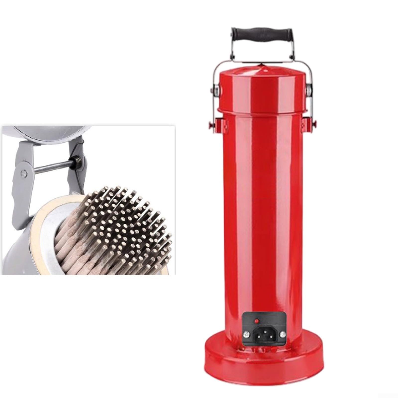 Electrodos de soldadura de aluminio, depósito de 5 kg con función de calefacción, 180 °C, para barras de 400 mm, tubo de transporte impermeable con asa y correa para soldadura MMA, taller para obras