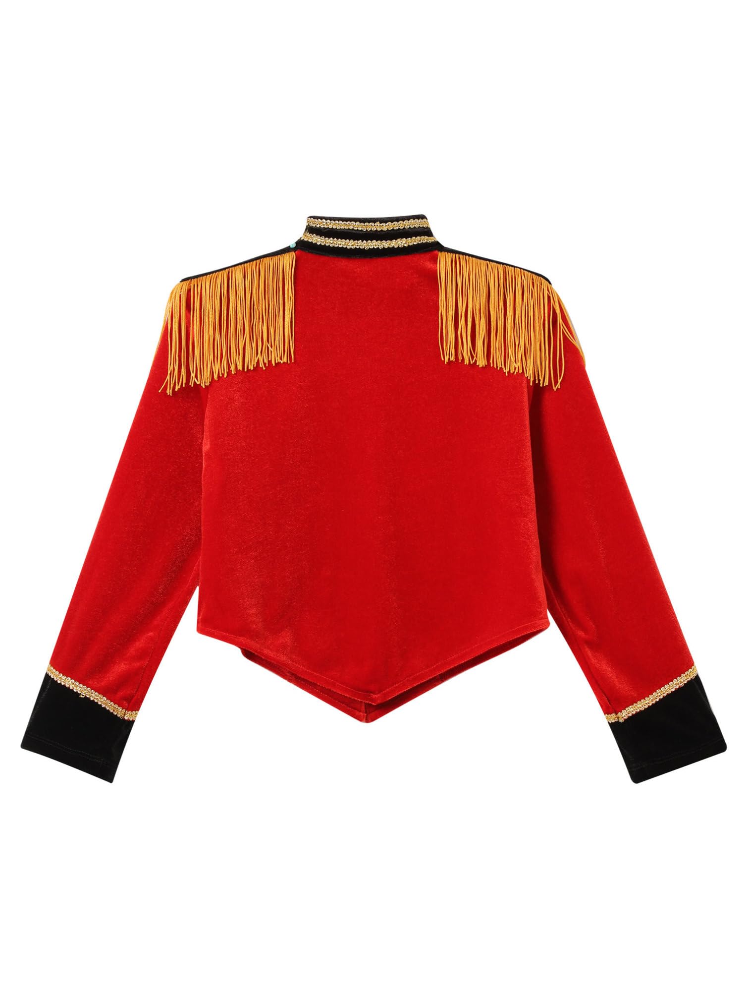 TiaoBug Mädchen Zirkusdirektor Jacke mit Fransen Schulterklappe Epauletten Uniform Blazer Stehkragen Mantel Militärische Jacket Outwear