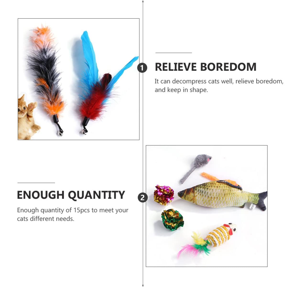 POPETPOP Jouets 30 Pièces Chat Teaser Ensemble De Chat Drôle Taquin De Jouet pour Poisson Mobile Électrique Teaser La Plume Canne à Pêche Fil d'acier Jouets À Mâcher