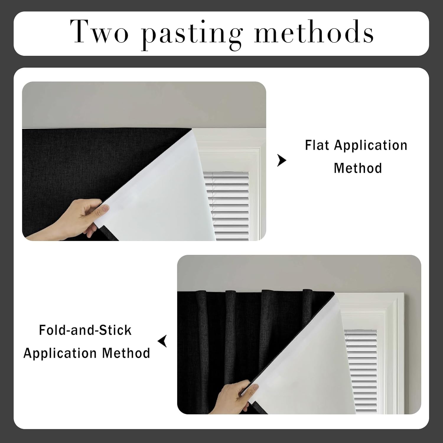 Self-Adhesive Complete Blackout Curtain - Light Blocking Solution for Bedroom Living Room(W52 x L72 in, 1 Panel, Black)