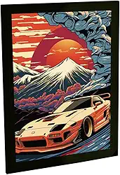 BHARDO Quadro Decorativo Carro Esportivo Japonês Ilustração Estilo Anime Decoração