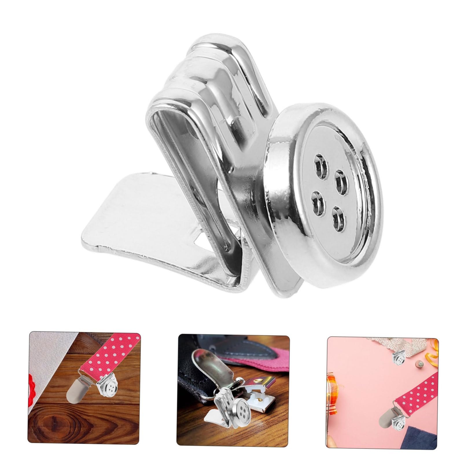 ARTIBETTER 2sets Men's Suspenders Button End Multi-use Metal Suspender Clips for Pants 5pcs*2