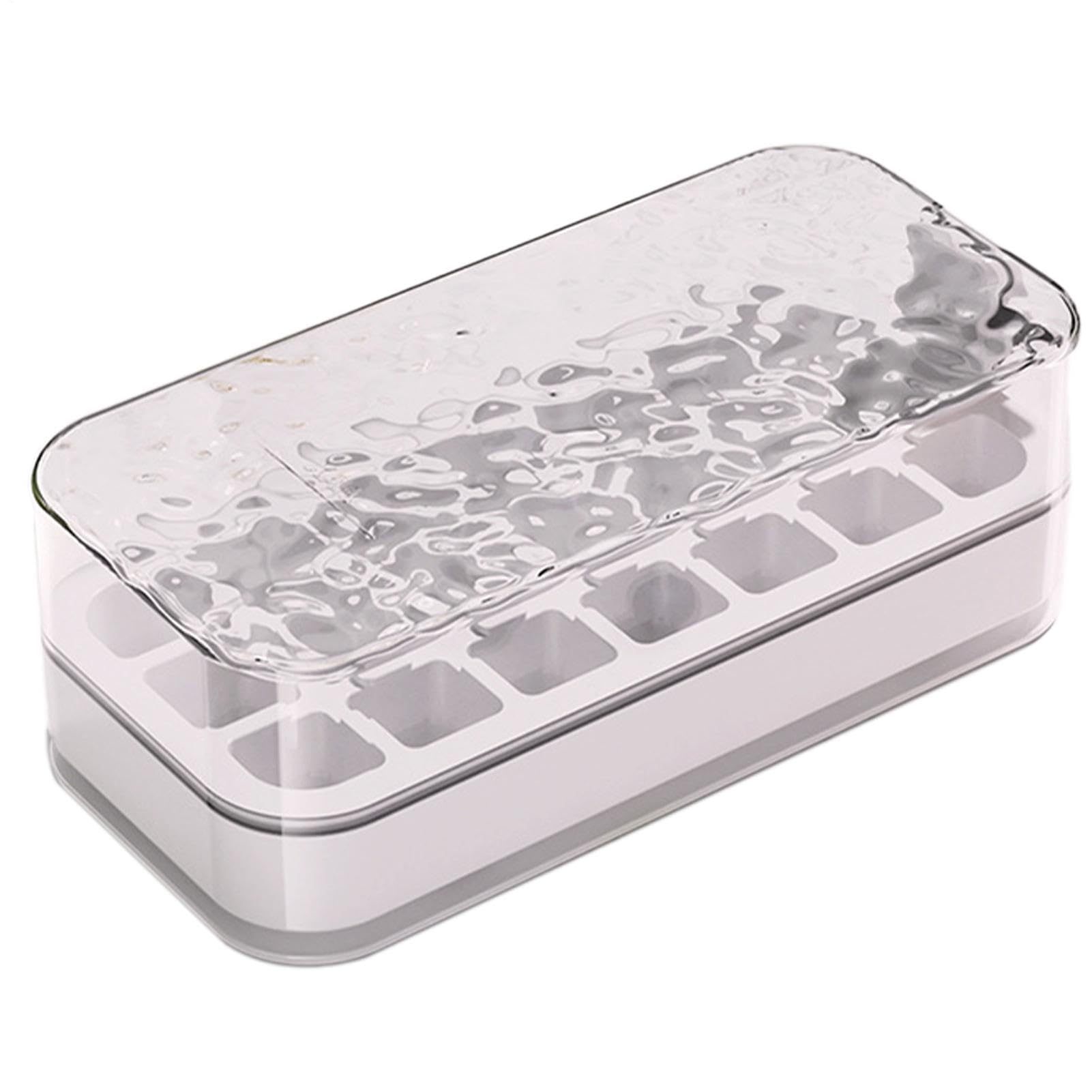 Eiswürfelform, Eiswürfelbehälter for den Gefrierschrank, Pressbehälter mit Schaufel, leicht abnehmbare Gefrierform, 7,28 x 3,46 2,36 Zoll(White.)