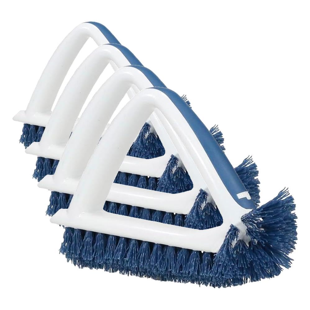Image of Unger 2-in-1 Grout and Corner Scrubber Brush Tool, Crevice Bathroom Cleaning Supplies for Showers, Door Tracks, Tile, and Bathtubs, Household 360-Degree Scrubbing Power (Pack of 4)