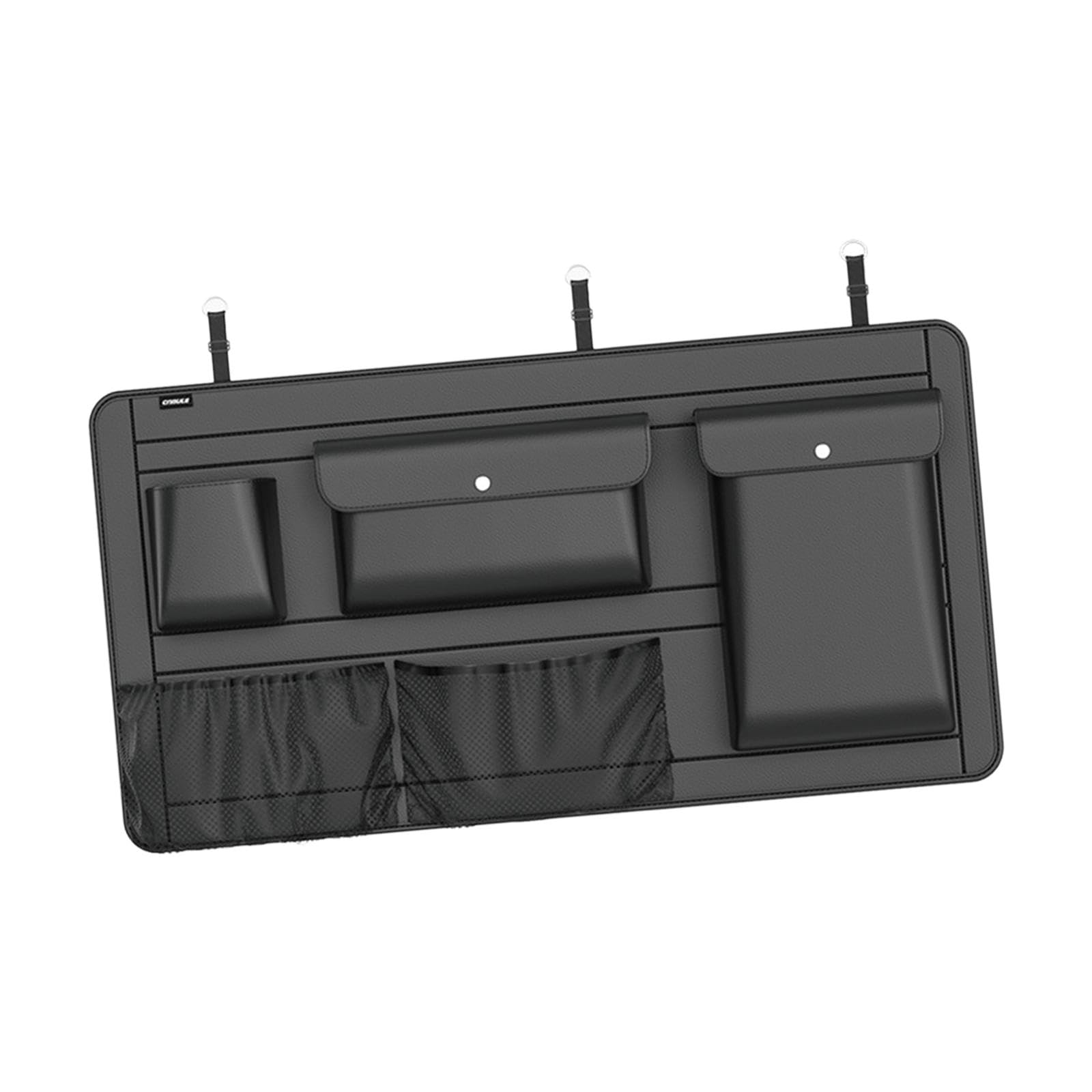 predolo Car Trunk Organizer Aufbewahrungsbox Mehrere Taschen PU Wasserdicht Rücksitz Hängend mit Schnallen für Familien Reisen Auto 90cmx45cm