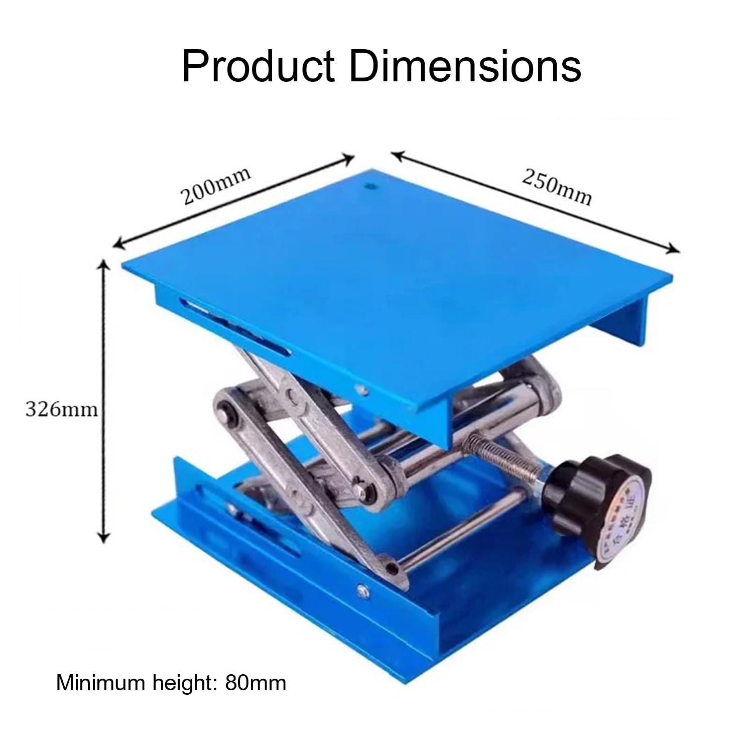200 x 200 mm Piattaforma Sollevamento Laboratorio,Alluminio Di Alta Qualità Sollevatore Laboratorio,Altezza Espandibile Da 80 Mm a 326 Mm,Peso Supportato 20 Kg