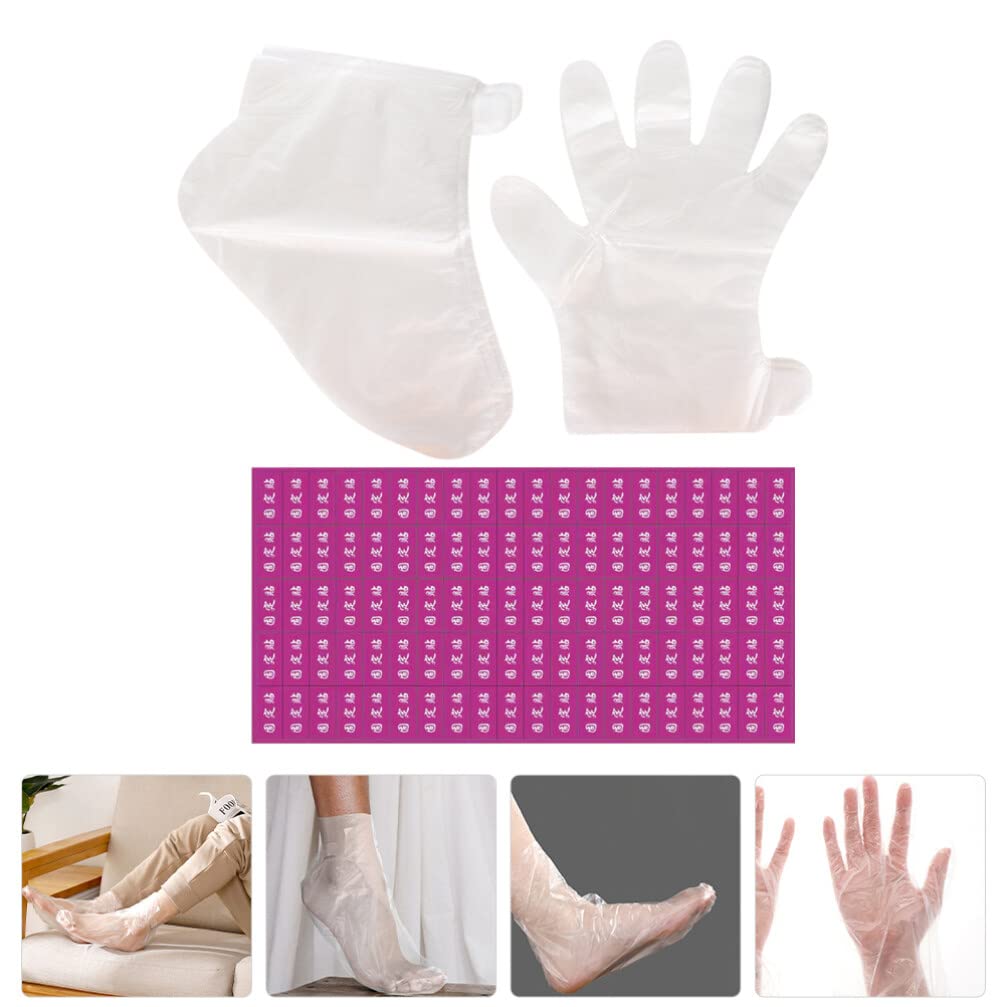 KALLORY 1set Plastic Hand and Foot Paraffin Wax Liners and Mitts for and Convenient Total Liners Thick Mitts Stickers