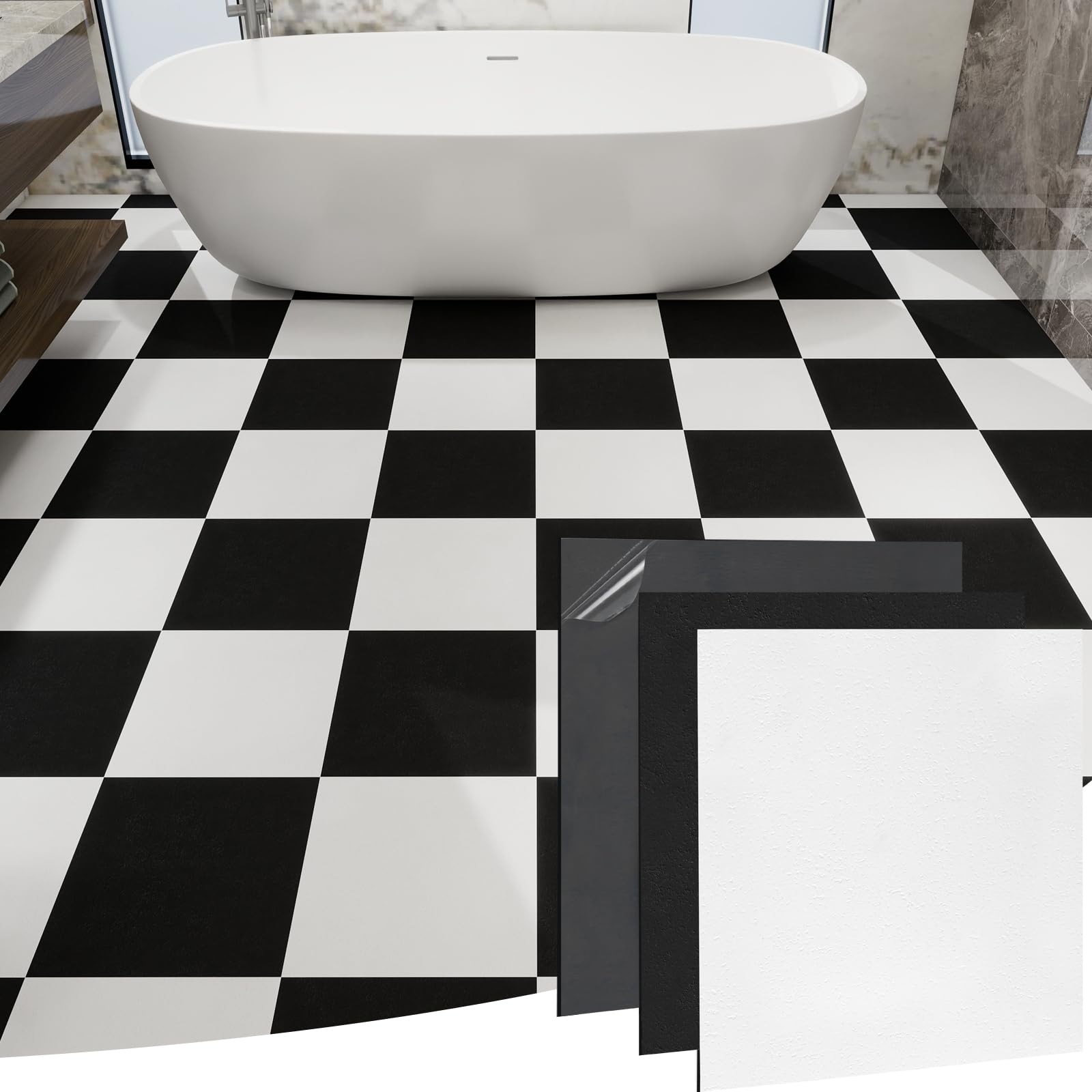 Lot de 10 revêtements de sol noirs et blancs