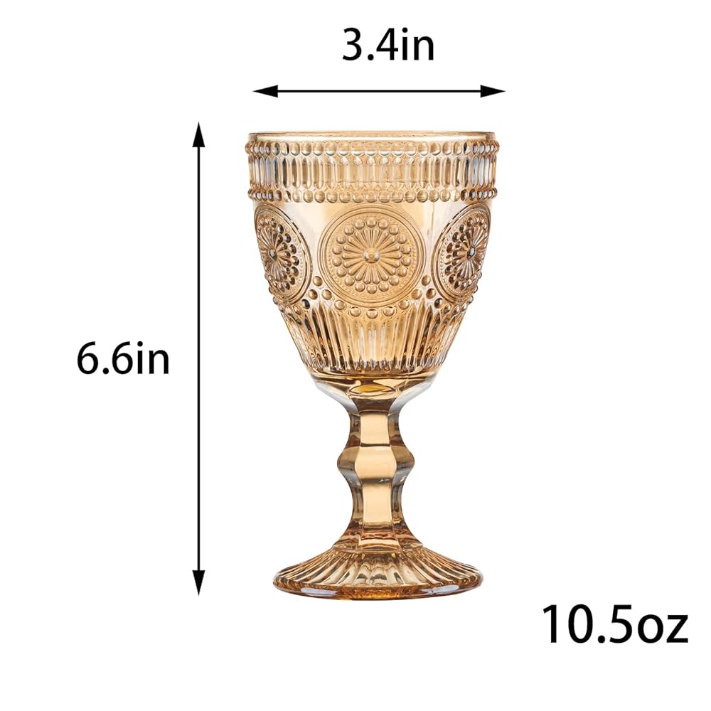 Amazon.com | Vintage Wine Glasses Set of 6, 10 Ounces