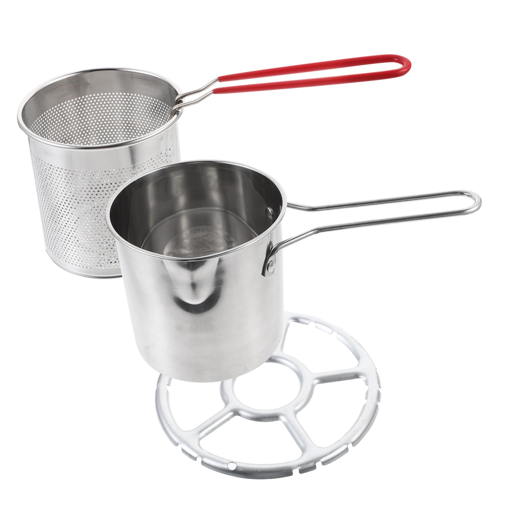 HEALLILY 1Set Stainless Steel Frying Pot with Fry Basket Fryer Kit for Chicken and French Fries Frying Basket for Home Cooking