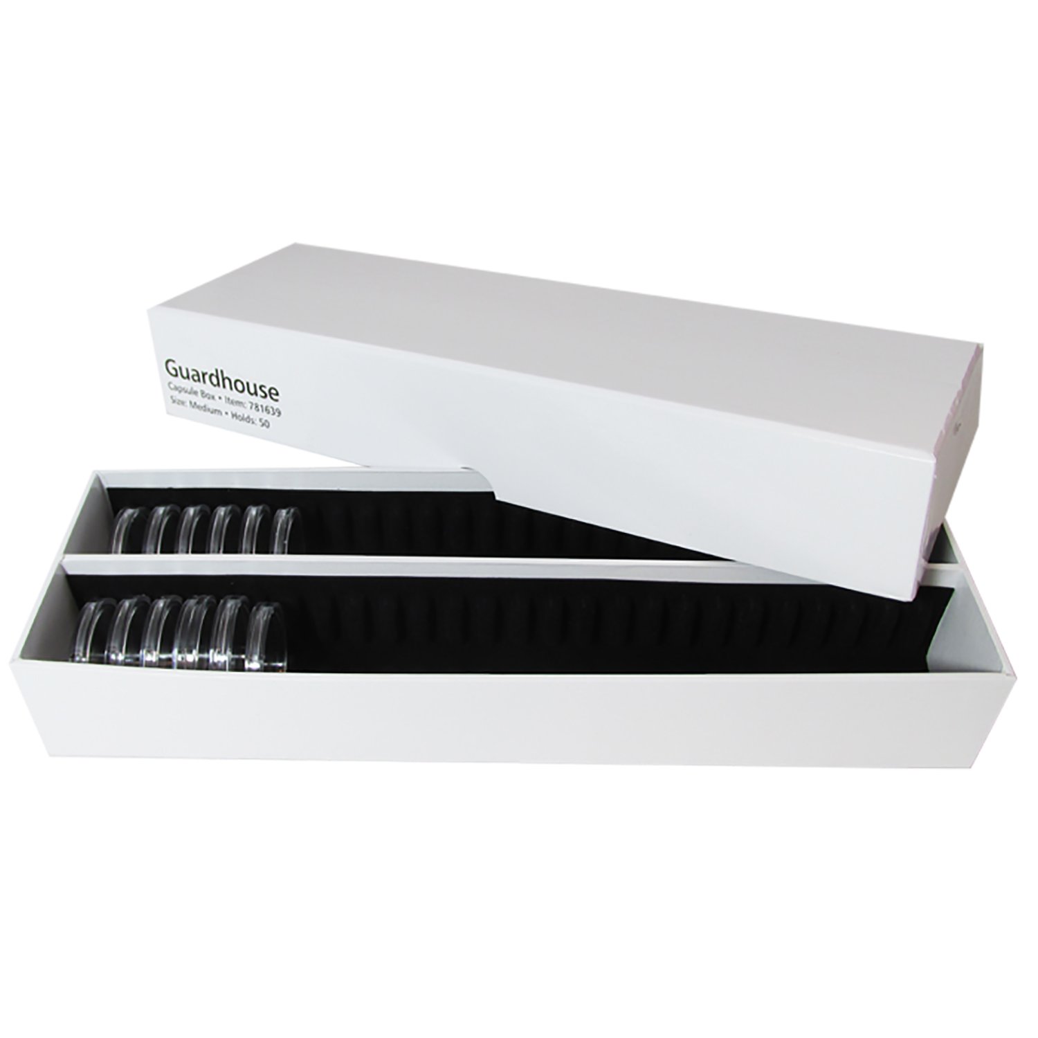 Guardhouse (1) Medium Double Row Coin Holder Storage Box for Seated, Barber, Walking Liberty, Franklin, and Kennedy Half Dollar Coins in Direct Fit Capsules