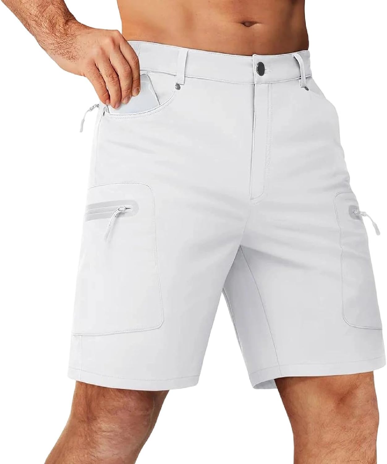 Men's Summer Cargo Shorts Multi-Pocket Elastic Waist Casual Outdoor Shorts with Pockets