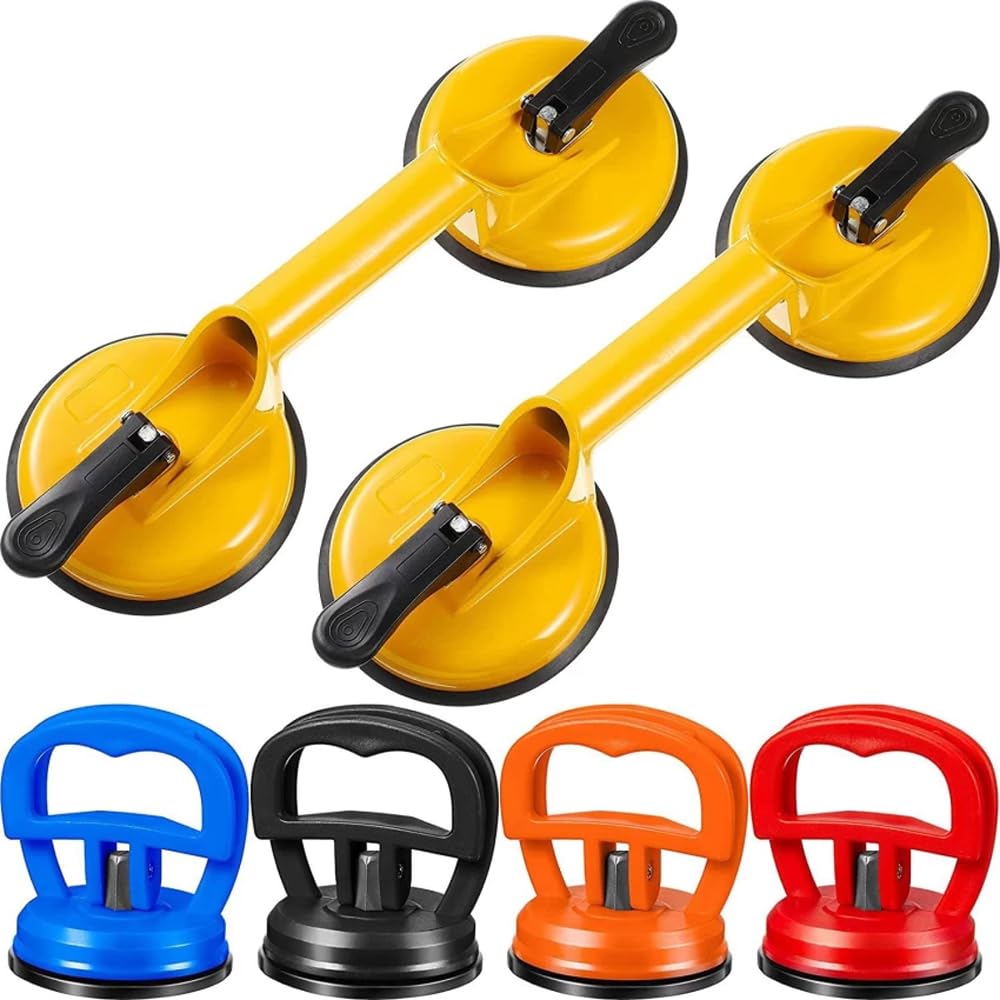 uptodateproducts 4-Piece Suction Cup Lifter, Aluminum Alloy & Rubber, 220 lbs Horizontal, 176 lbs Vertical, Ideal for Glass, Mirror, Windshield, Granite, Floor Gap Fixer