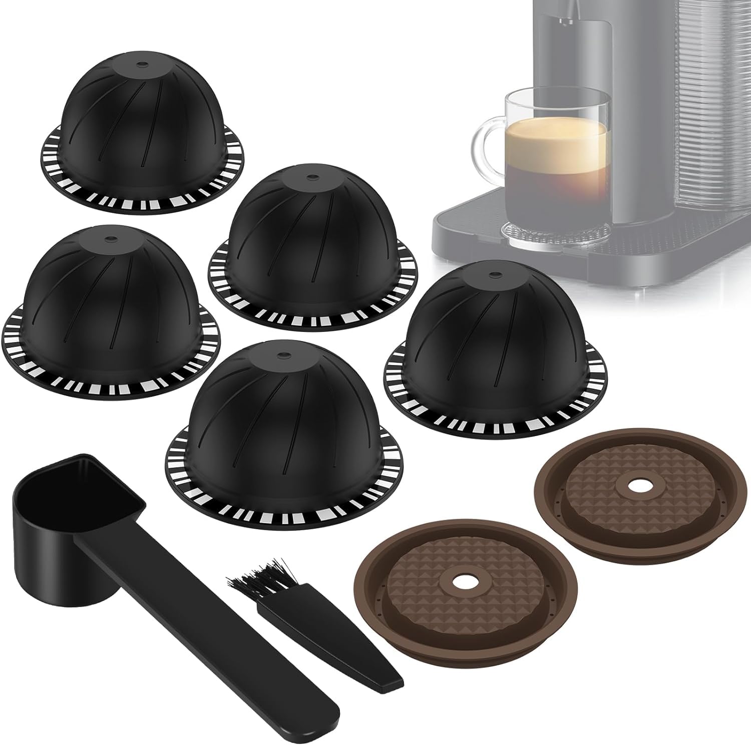 HAILASRE Lot De 2 Couvercles Silicone Réutilisables Pour Capsules Vertuo - Compatibles Nespresso Vertuoline (sans Capsules)