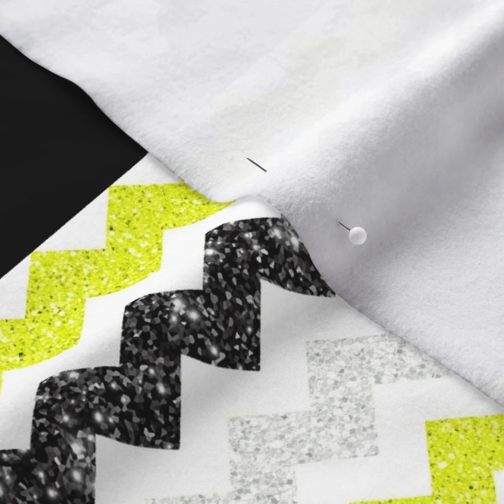 Spoonflower Fabric - Softball Baseball Neon Yellow Black Womens Sports Girls Chevron Printed on Polartec(R) Fleece Fabric by The Yard - Sewing Blankets Loungewear and No-Sew Projects