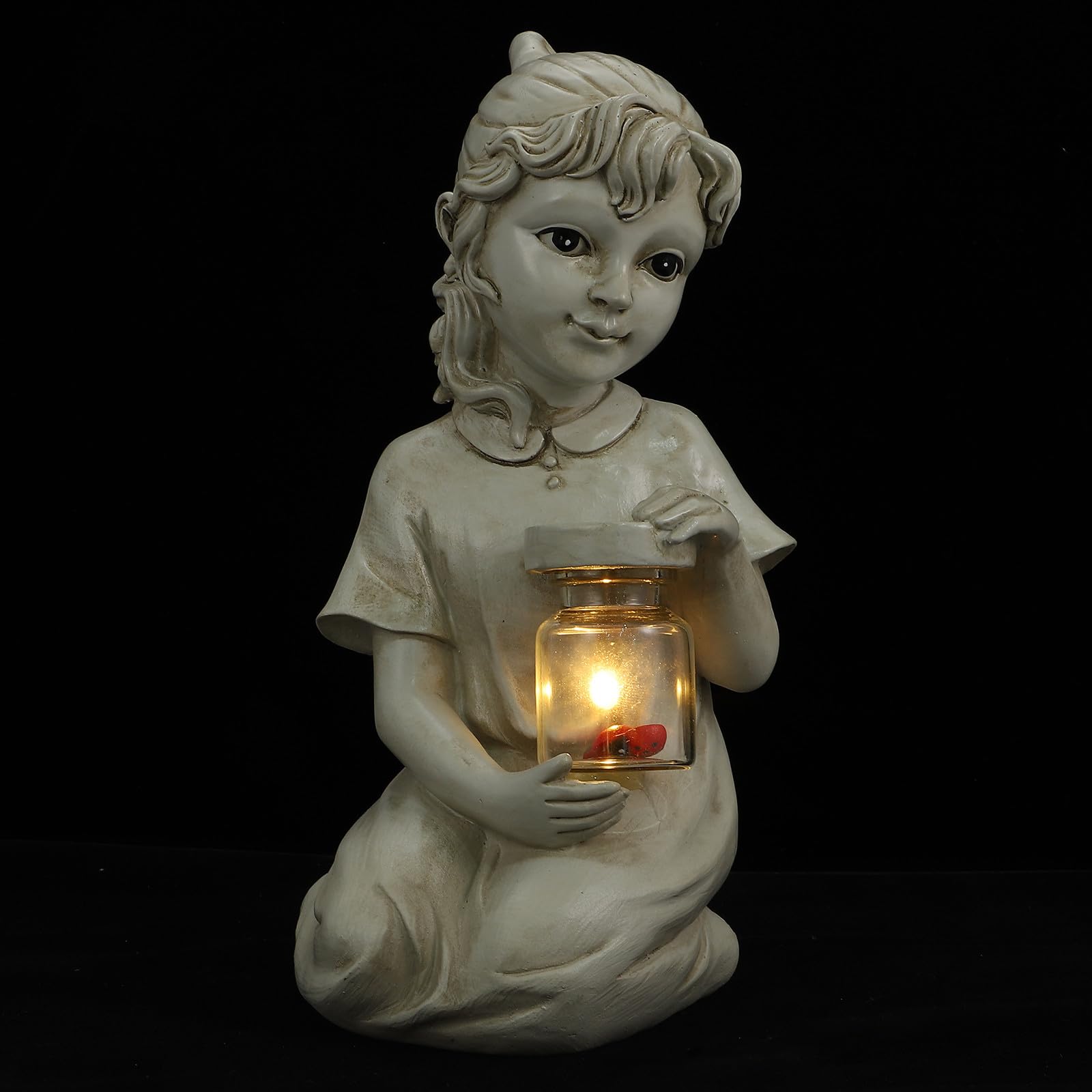 Angoily Statua Luminosa Solare da Giardino in Resina, Decorazione Casa