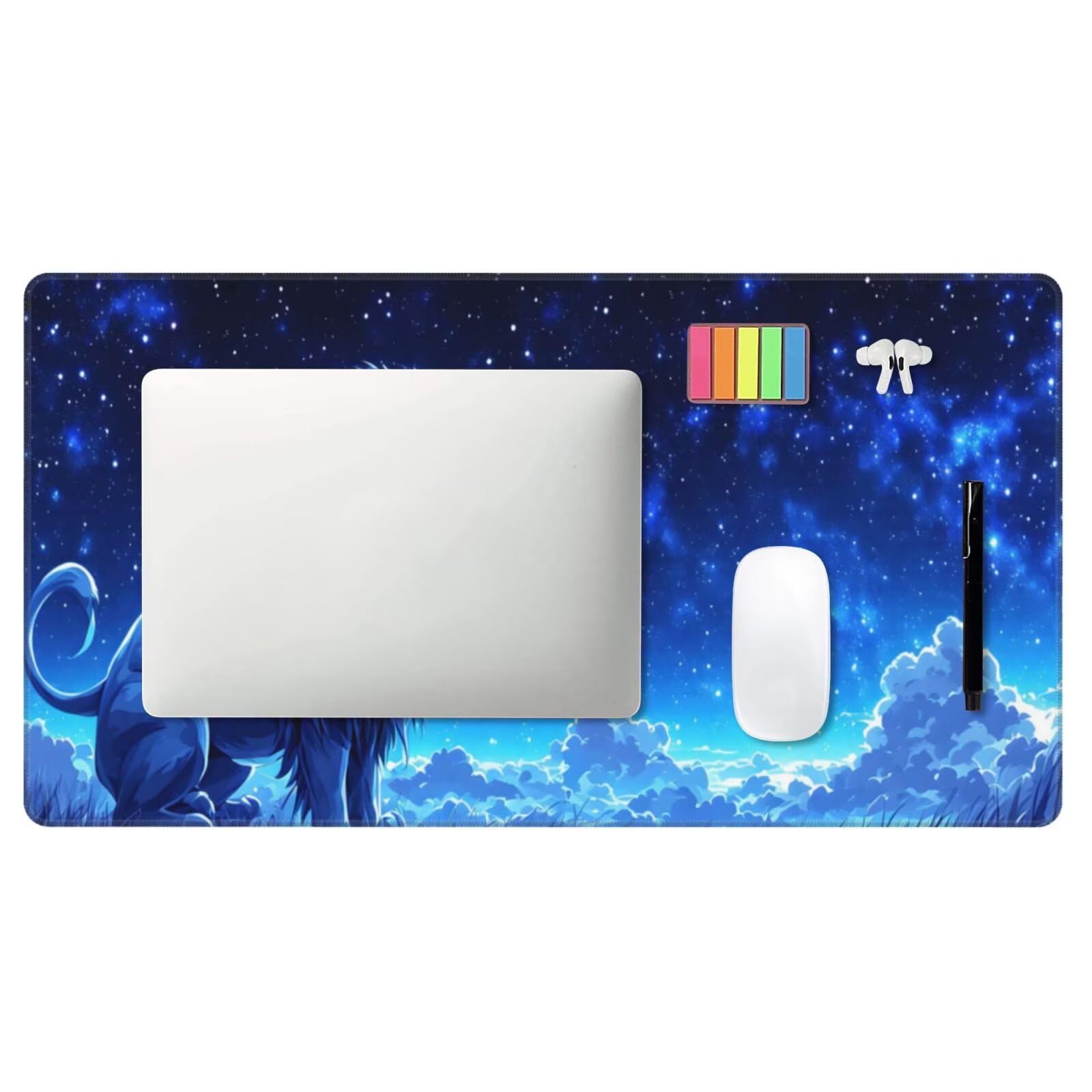 Tappetino Mouse XXL 1200x600 mm Grande Tappetino per Mouse Cielo stellato, Mousepad Gaming Leone Sottomano Scrivania, Migliora la Precisione, Superficie Liscio, Misura Grande, Ufficio Accessori U-910