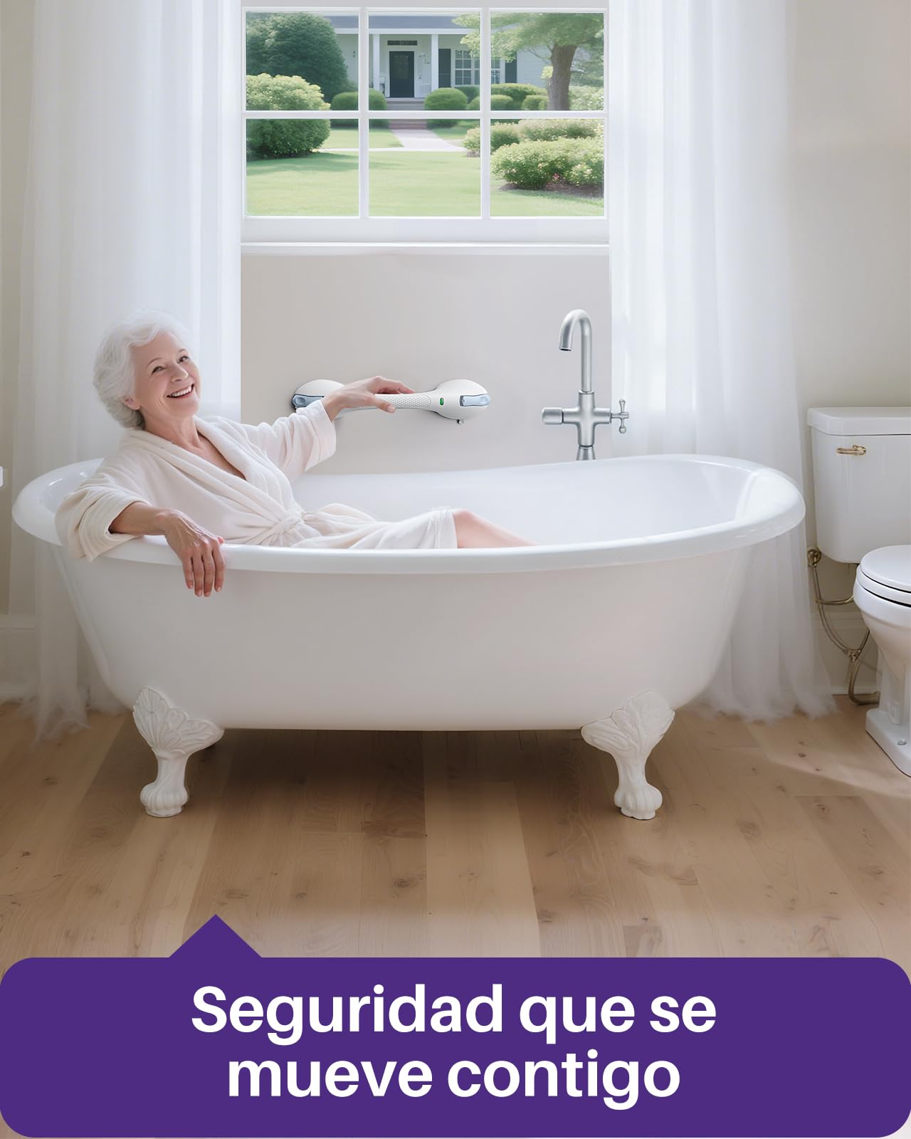 KEKOY Agarraderas Baño para Mayores con Indicador, Agarrador Ducha para Personas Mayores y con Discapacidades – Asidero de Ducha Seguro y Resistente, Sin Taladrar y Desmontable (Azul*1, 44.5 cm)