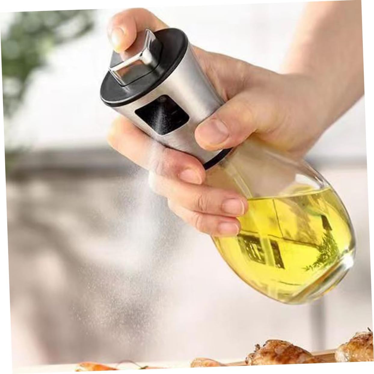 PRETYZOOM 2pcs Oil Sprayer Bottle Stainless Steel Cooking Oil Mister Dispenser Sprayer for Cooking Kitchen Gadgets