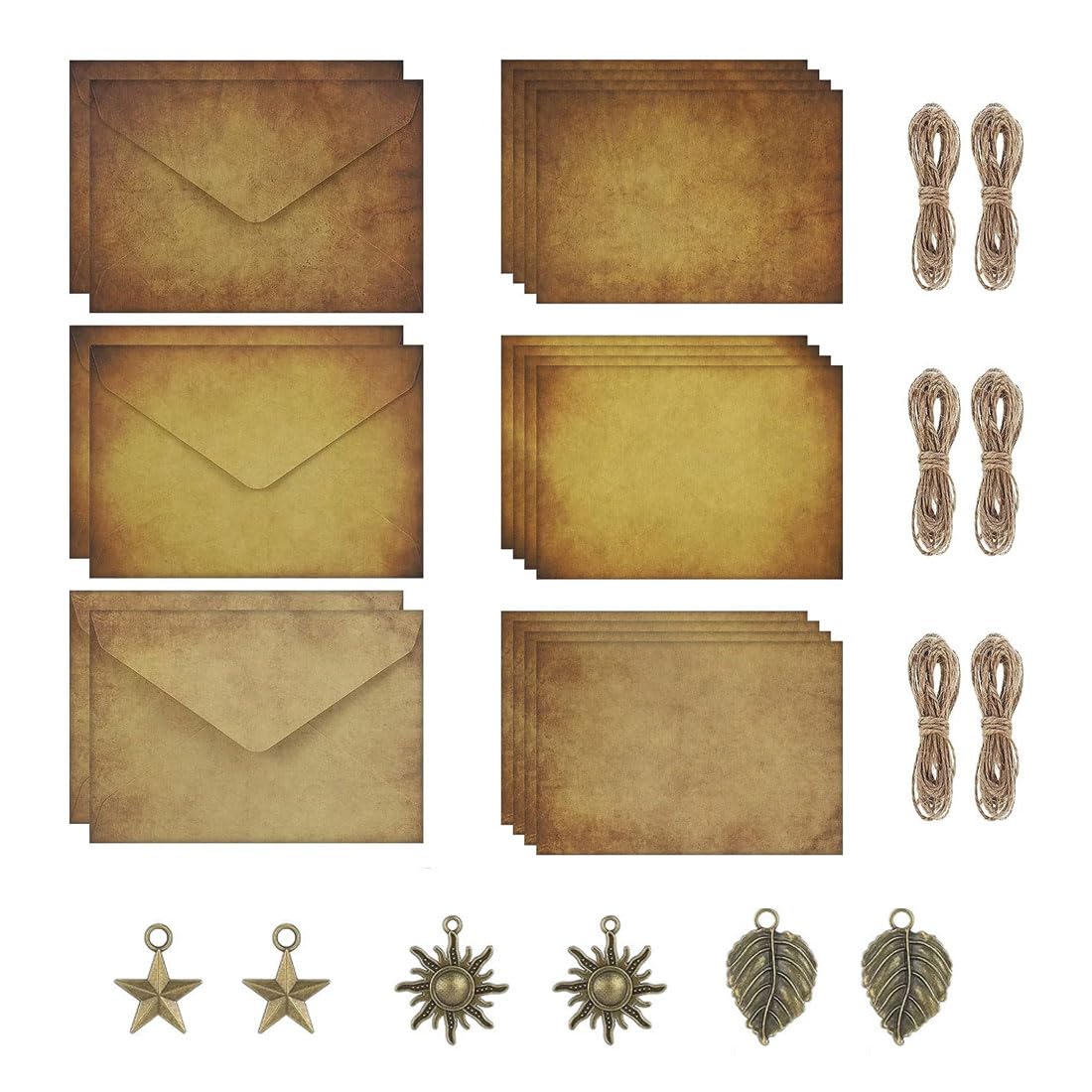KGDUYC papel kraft vintage - 30Pcs papel de carta con sobre y papel, estilo antiguo, juegos de papelería antiguos, regalos hechos a mano para escribir cumpleaños Navidad