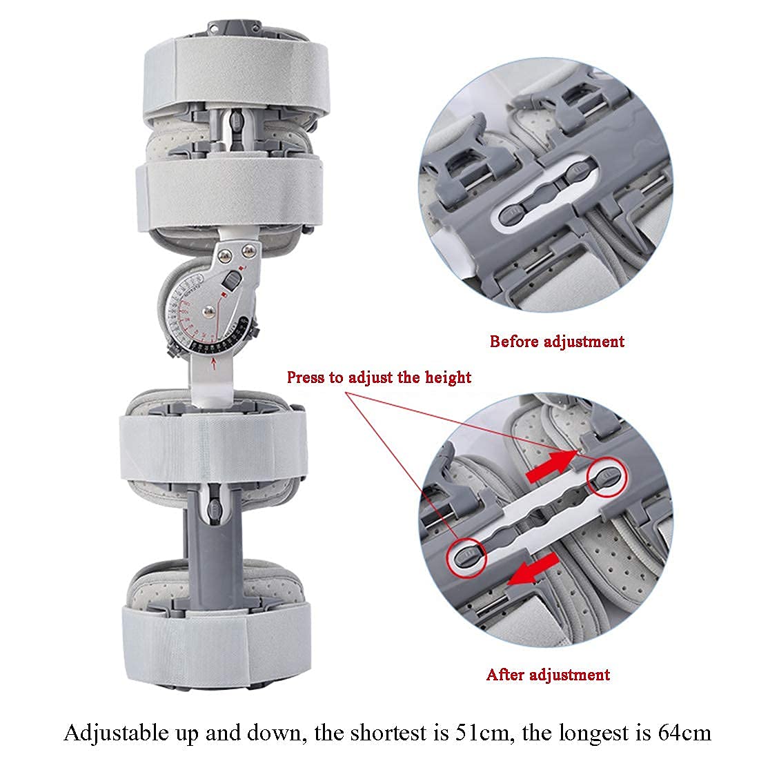 IBOWZ Ortesis de Rodilla con bisagra Rodillera articulada estabilizadora Ajustable con Correa, Soporte de rótula posoperatoria, para ACL/PCL, ligamento lesionado y fracturado, tamaño Universal
