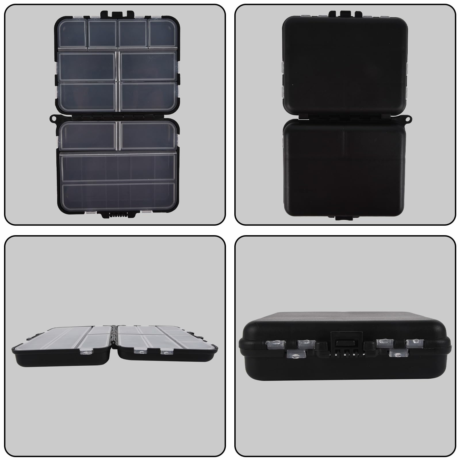 Cajas de aparejos de pesca de doble capa, 16 compartimentos, contenedor de aparejos de pesca, señuelos de pesca, caja de accesorios para flotadores, aparejos, señuelos y otros equipos