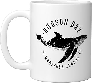 Hudson Bay Manitoba Canada Souvenir Whale Ocean Nautical Ceramic Mug, White