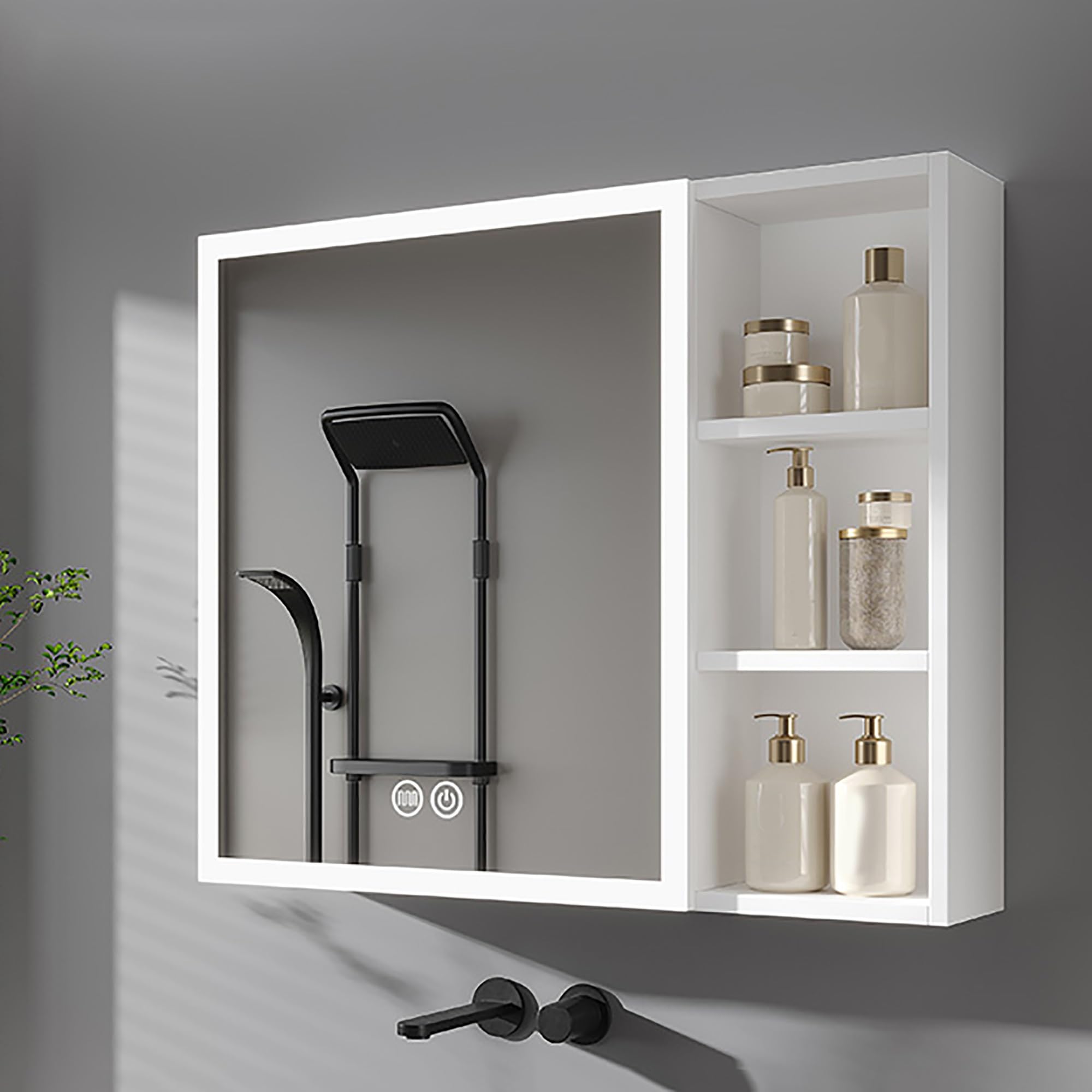 FGXHHS Modern Bathroom Medicine Cabinet with Mirror, Wall-Mounted Storage Defogging Feature, Stylish Vanity nizer for Above Toilet Space