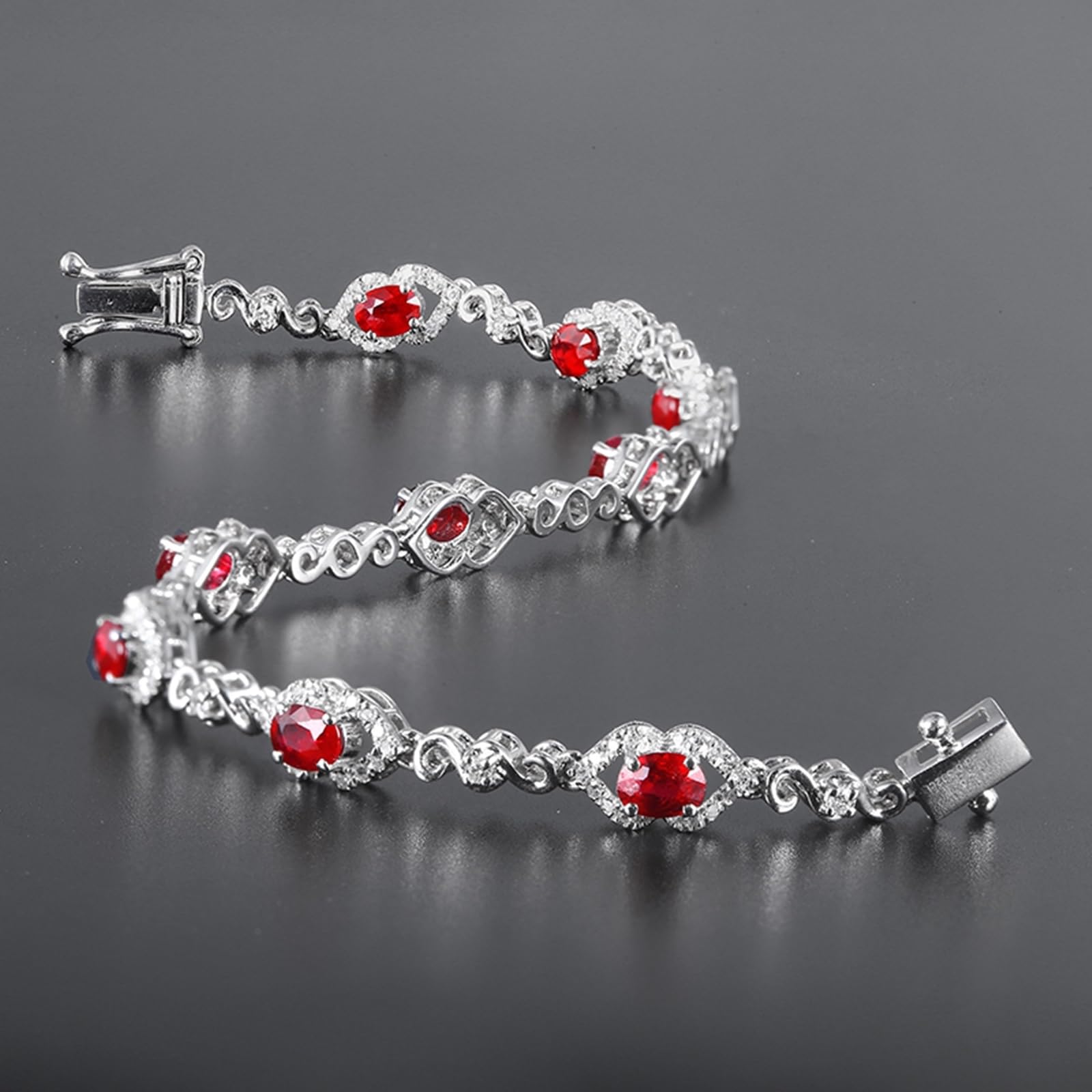 Bransoletka damska białe złoto 750/585/375, bransoletka damska z rubinem 2,3 ct 16-20 cm diament, bransoletki dla panny młodej
