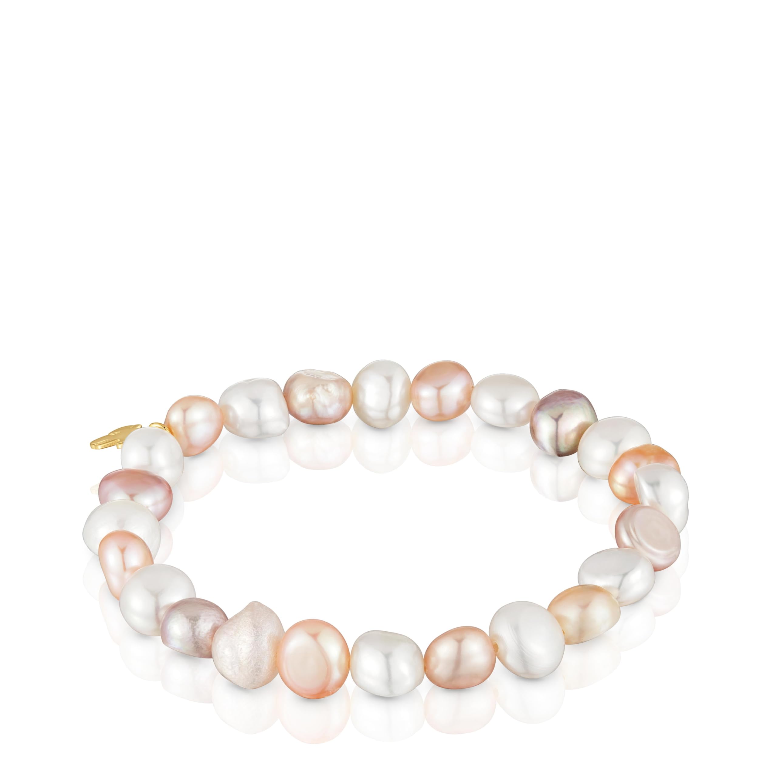 TOUS Pulsera elástica con perlas cultivadas rosadas y baño de oro 18 kt sobre plata, Para Mujer, Colección Basics