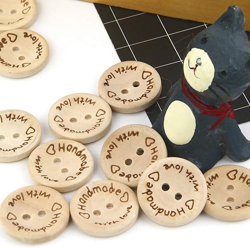 Miniatura 2 de 200 botones de madera hechos a mano de 1 pulgada con botones de amor para manualidades, botones de madera para manualidades, botones redondos a