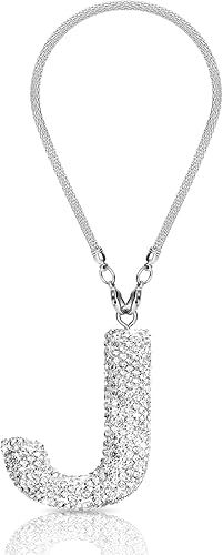 Adorno para espejo retrovisor de automóvil con inicial para colgar en cristal de la suerte, accesorios de automóvil brillantes para mujer, dije de