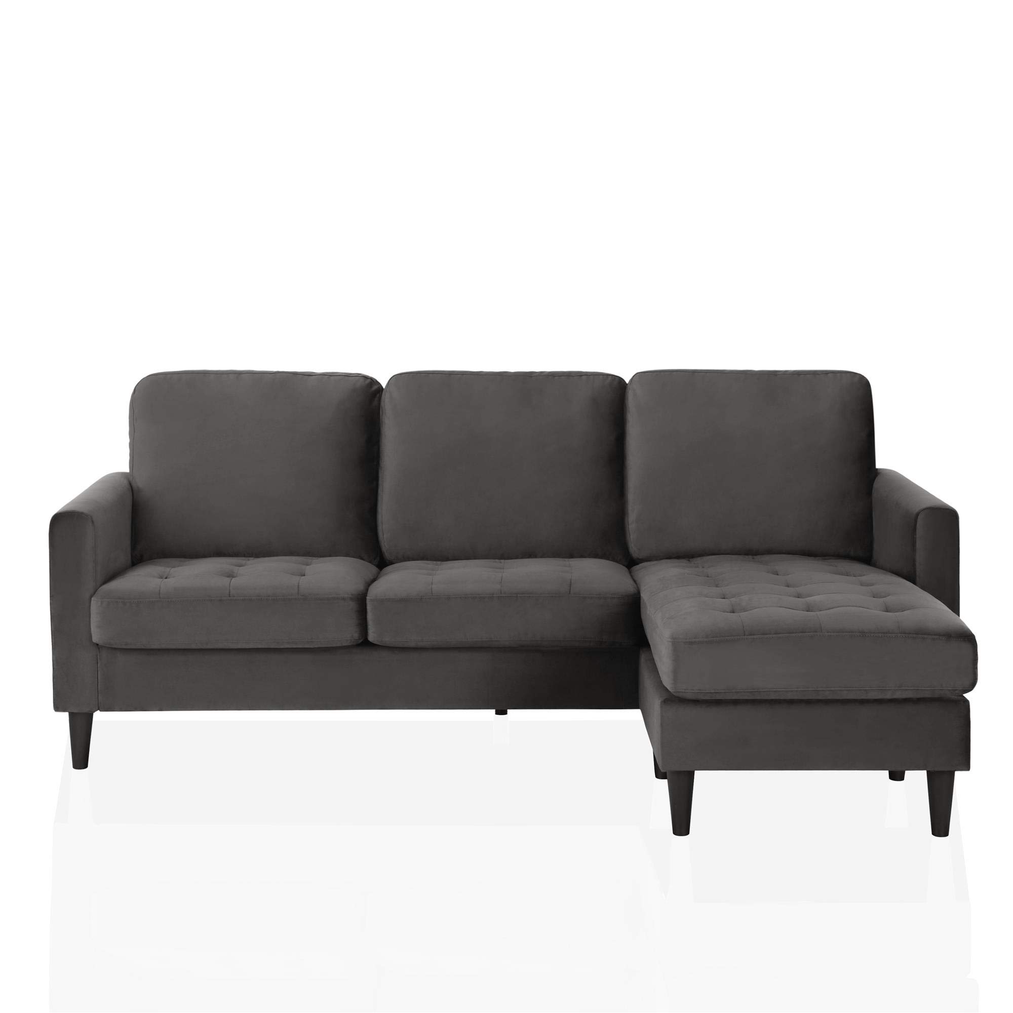 DHP Furniture Strummer Reversible Sofa, Grey, 152x207x90cm (DxWxH)