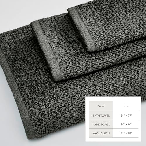 Great Bay Home 100% Cotton 6 Piece Towel Set - Absorbent, Quick-Drying, Durable Bath Towels for Bathroom Decor - Low-Twist, Two-Ply Fibers (Midnight Blue)