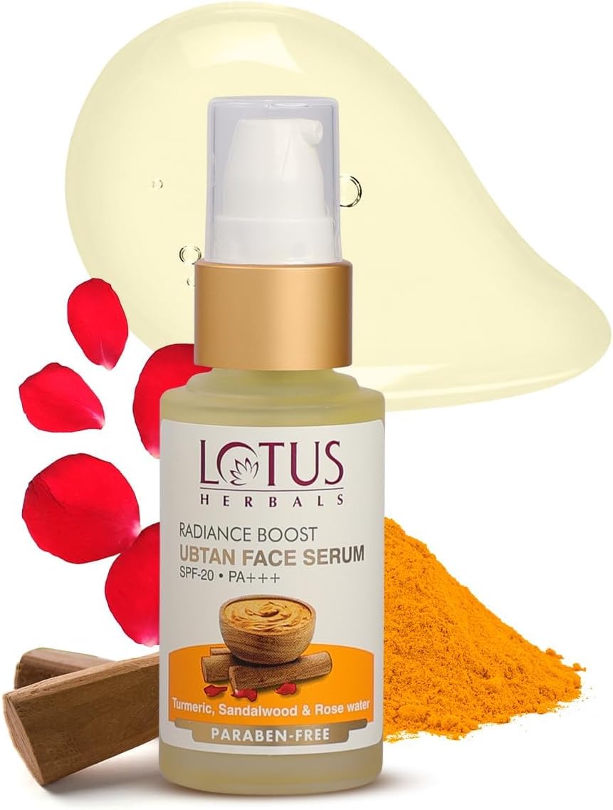 Herbals Radiance Boost Ubtan Face Serum SPF 20| Turmeric, Sandalwood and Rose Water | Glowing Skin |Reducing Dark Spots | Paraben free |Mineral Oil Free | 30ml