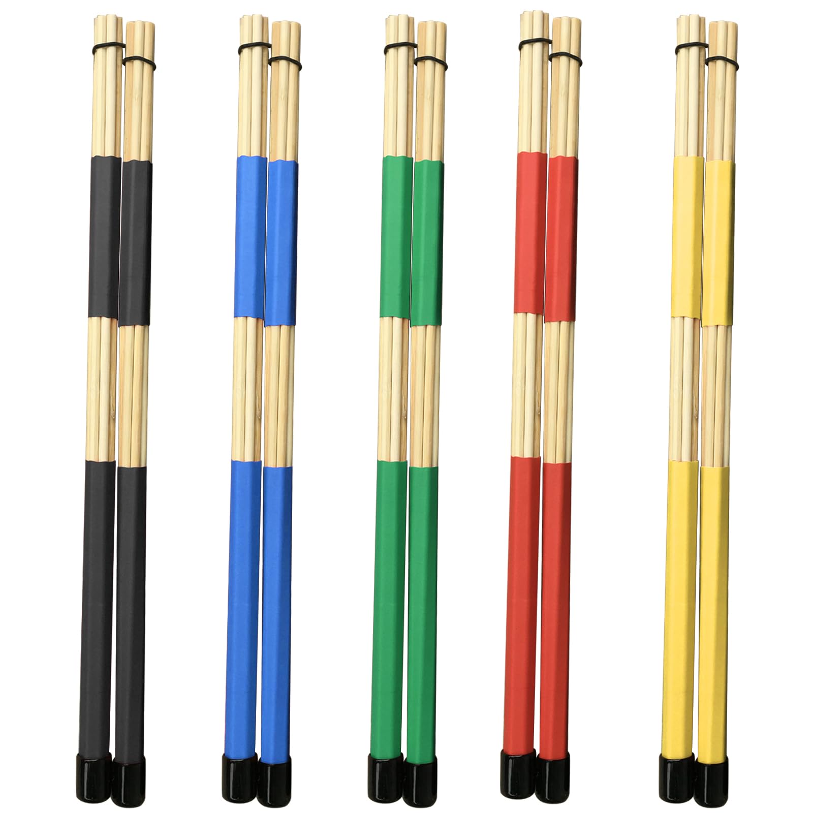 QMQJIA 1 Pair Rod Drum Sticks Brush Professional Wooden Drumsticks Brushes Multi-Rod Bundle Sticks 19 Bamboo Dowels Durable Drum Sticks Brushes Mallets and Rods