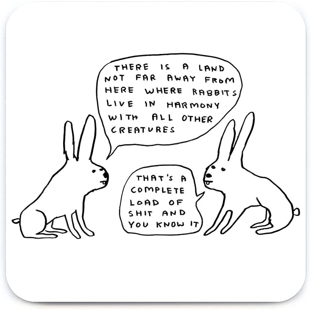 Official David Shrigley - 'Live in Harmony Coaster' - Small Gift Ideas for Him Her - Friends Birthday - Housewarming Present - New Home Gift - Funny Gifts for Women Men - Brainbox Candy