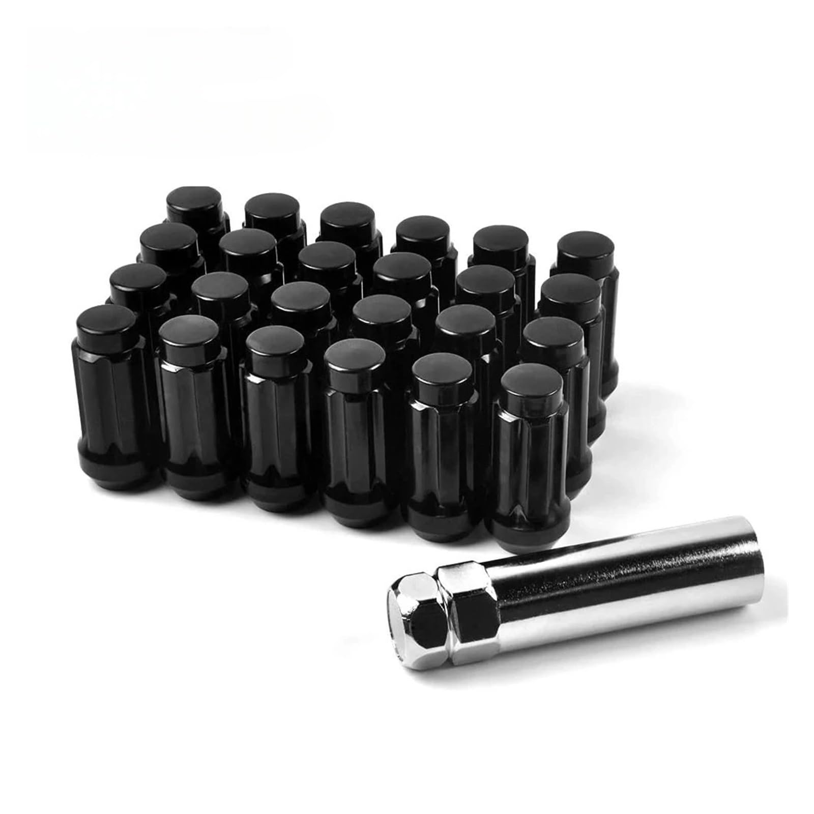 24 szt. Nakrętki kół M14x1,5 czarne lub chromowane 14x1,5 nakrętka wielowypustowa do koła(QLN038)