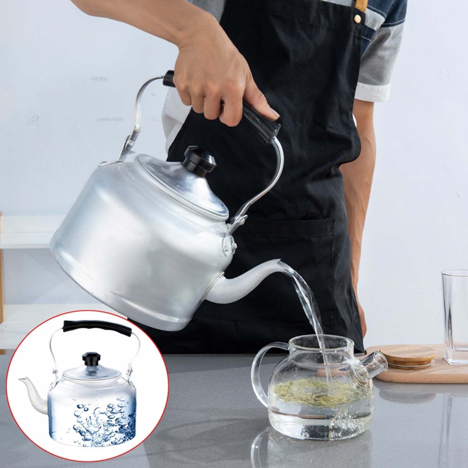 Czajnik z Gwizdkiem Zagęszczony Czajnik Aluminiowy Czajniczek Do Pieca Węglowego Kuchenka Gazowa Długa Wylewka Bojler Na Wodę Czajnik Przeciw Poparzeniom Uchwyt Gwizdanie Czajnik Czajnik Kuchenek(2L)